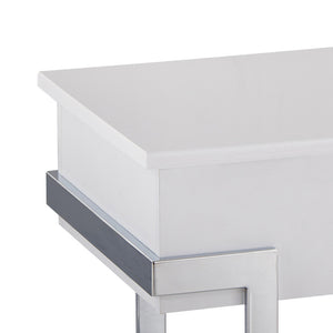 English Elm White White High Gloss and Chrome Coffee Table with Lift-Glide Top, Dual Storage, Modern Chic Design B062P181355