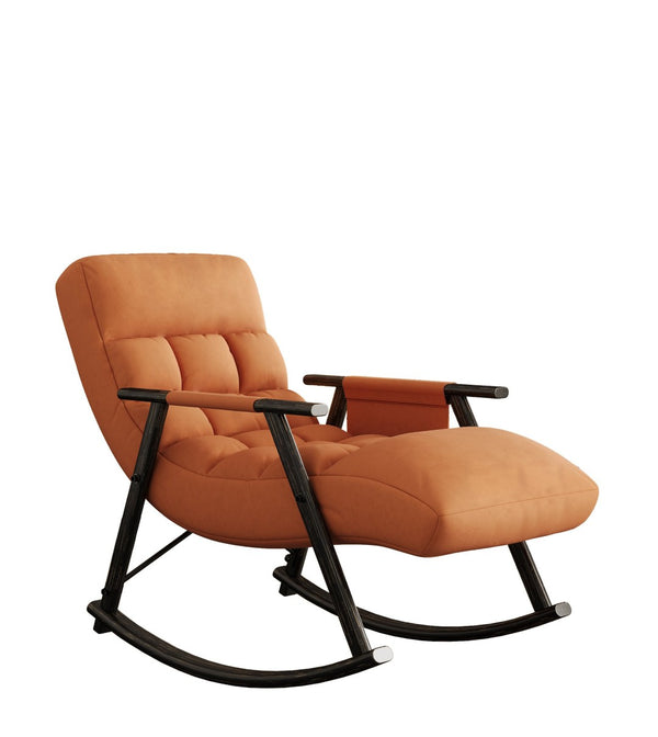 English Elm 42"l Folding Rocking Chair Iron Frame Cushioned High Back Adjustable Footrest Lounge W1669P163324