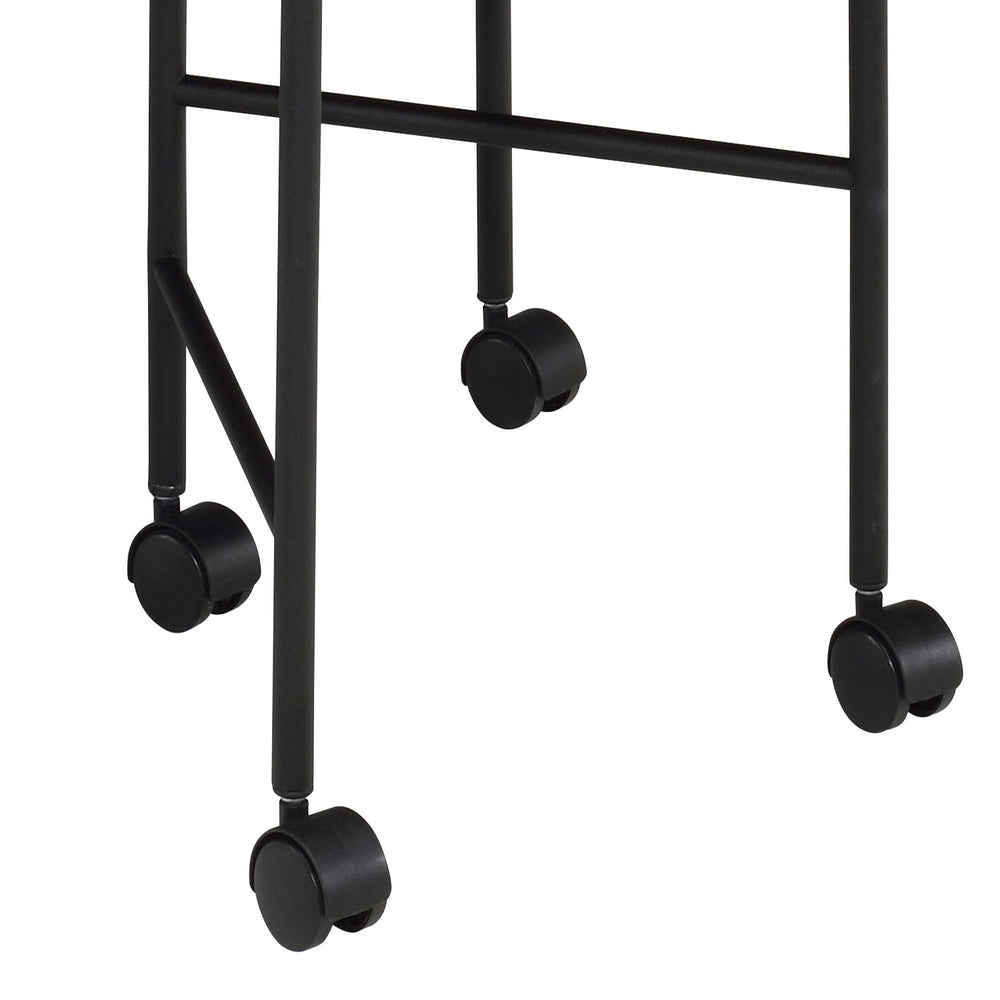 English Elm Vintage Oak and Black Nesting Tables Set — Rustic Industrial 2-Piece Round Top Side Tables on Casters, Space-Saving Elegance and Mobilitymates B062P181388