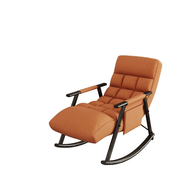 English Elm 42"l Folding Rocking Chair Iron Frame Cushioned High Back Adjustable Footrest Lounge W1669P163324