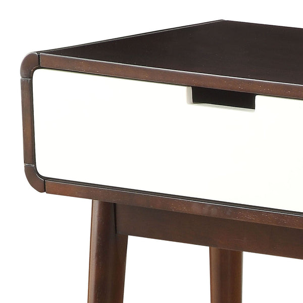 English Elm Espresso Retro 2-Drawer Sofa Table with Tapered Wood Legs, Smooth Glide, Dual-Color Espresso/White Finish B062P181380