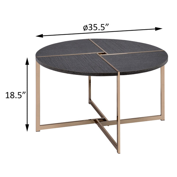 English Elm Black Black and Champagne Round Coffee Table with Sturdy Metal Frame, Spacious Black Top, Modern Chic Accent Piece (96) B062P181383
