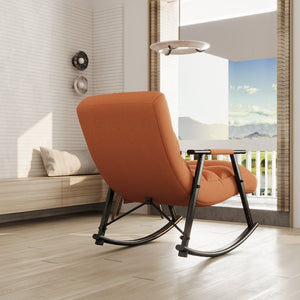 English Elm 42"l Folding Rocking Chair Iron Frame Cushioned High Back Adjustable Footrest Lounge W1669P163324