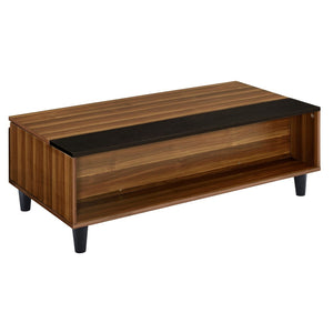 English Elm Walnut Lift-Top Coffee Table: Mid-Century Modern Elegance With Functional Open Storage & Style B062P181387-GIGA