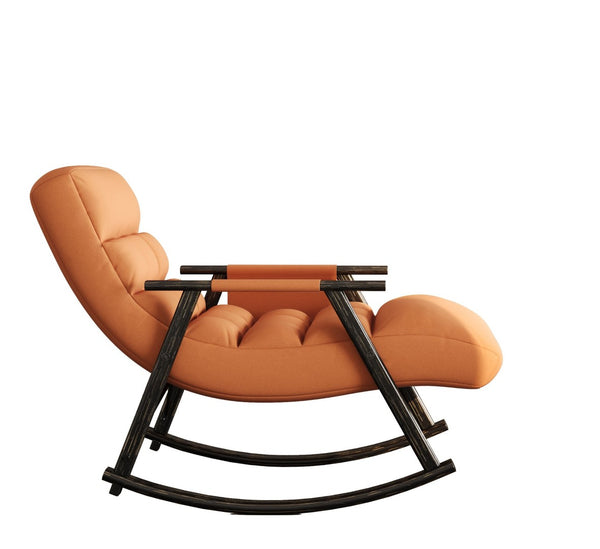 English Elm 42"l Folding Rocking Chair Iron Frame Cushioned High Back Adjustable Footrest Lounge W1669P163324
