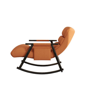 English Elm 42"l Folding Rocking Chair Iron Frame Cushioned High Back Adjustable Footrest Lounge W1669P163324