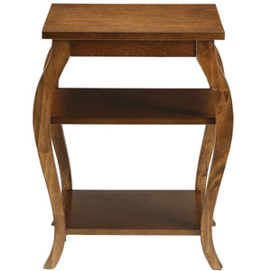 English Elm Walnut Elegant 2-Shelf End Table with Cabriole Legs, Solid Wood Top and Versatile Storage Shelf Appeal B062P181376