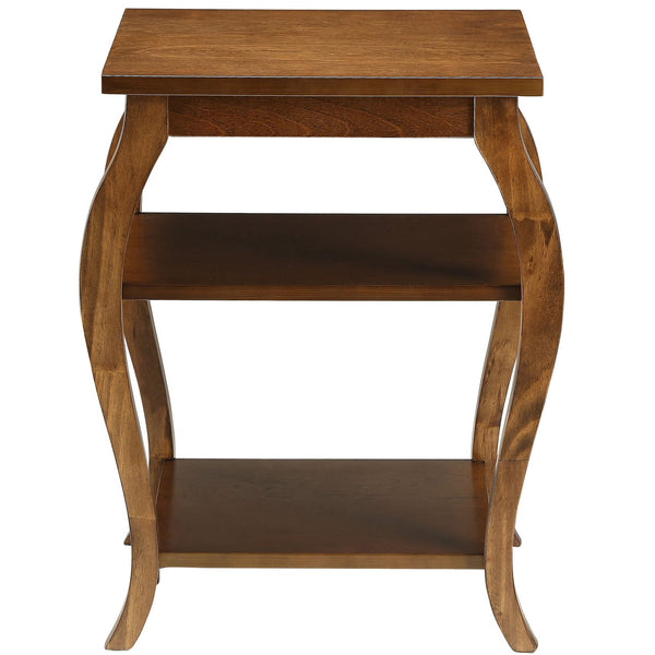 English Elm Walnut Elegant 2-Shelf End Table with Cabriole Legs, Solid Wood Top and Versatile Storage Shelf Appeal B062P181376