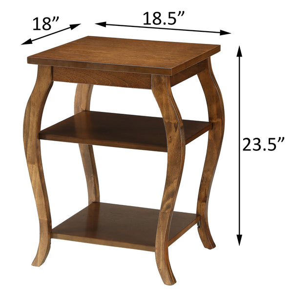 English Elm Walnut Elegant 2-Shelf End Table with Cabriole Legs, Solid Wood Top and Versatile Storage Shelf Appeal B062P181376