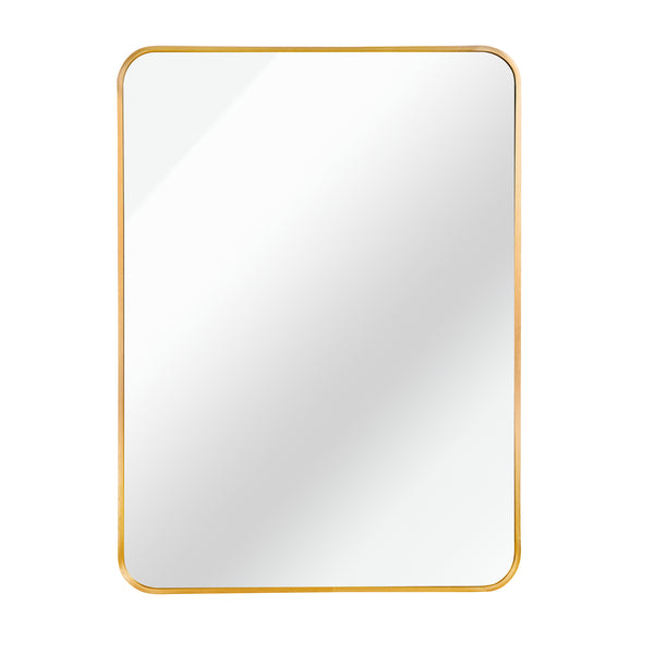 English Elm 22x30 Rectangular Wall Mirror with Brushed Metal Frame, 4mm HD Shatterproof Glass, Easy Install Elegance Gold W2203P302142