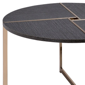 English Elm Black Black and Champagne Round Coffee Table with Sturdy Metal Frame, Spacious Black Top, Modern Chic Accent Piece (96) B062P181383