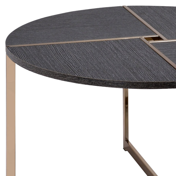 English Elm Black Black and Champagne Round Coffee Table with Sturdy Metal Frame, Spacious Black Top, Modern Chic Accent Piece (96) B062P181383