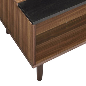 English Elm Walnut Lift-Top Coffee Table: Mid-Century Modern Elegance With Functional Open Storage & Style B062P181387-GIGA