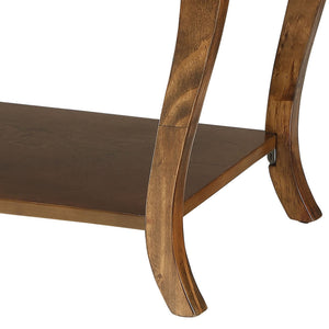 English Elm Walnut Elegant 2-Shelf End Table with Cabriole Legs, Solid Wood Top and Versatile Storage Shelf Appeal B062P181376