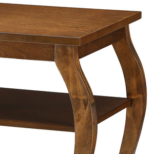 English Elm Walnut Elegant 2-Shelf End Table with Cabriole Legs, Solid Wood Top and Versatile Storage Shelf Appeal B062P181376
