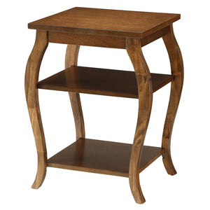 English Elm Walnut Elegant 2-Shelf End Table with Cabriole Legs, Solid Wood Top and Versatile Storage Shelf Appeal B062P181376