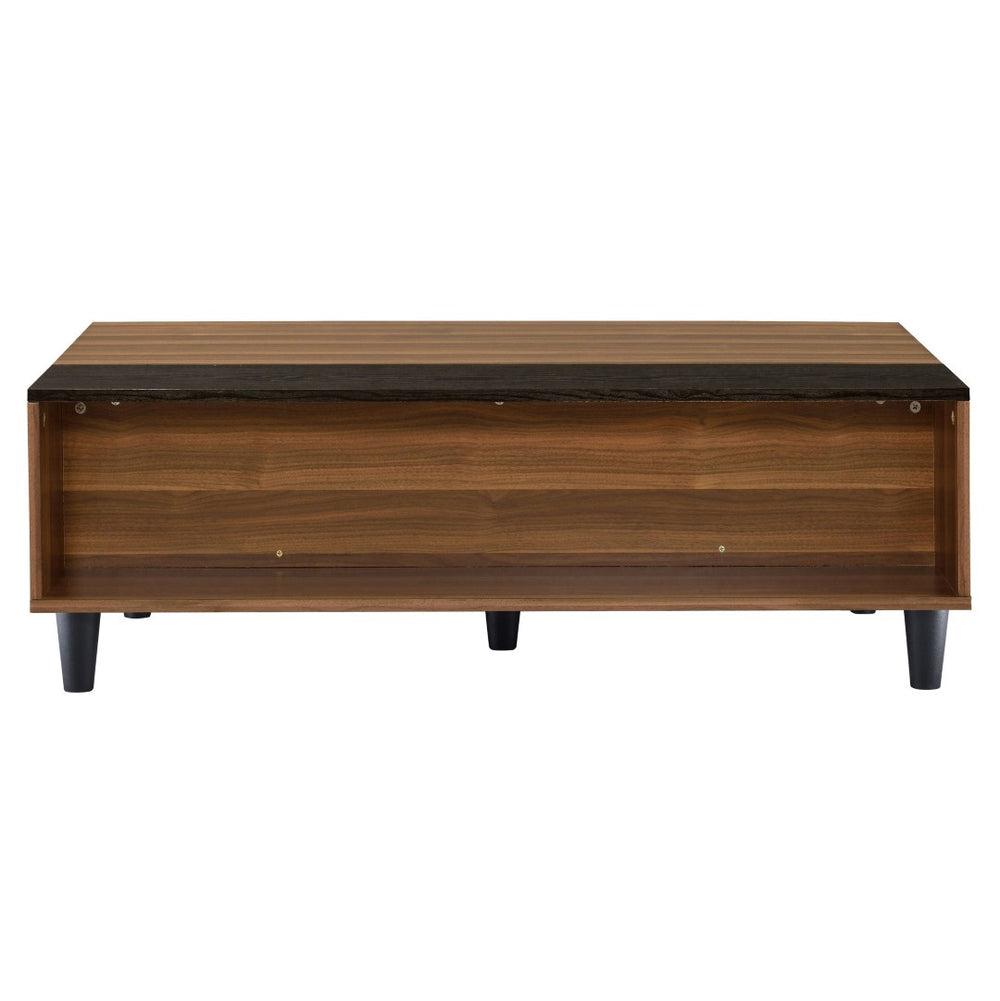 English Elm Walnut Lift-Top Coffee Table: Mid-Century Modern Elegance With Functional Open Storage & Style B062P181387-GIGA