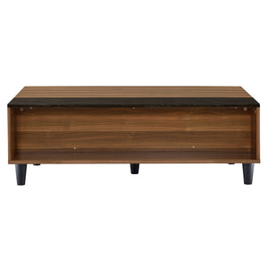 English Elm Walnut Lift-Top Coffee Table: Mid-Century Modern Elegance With Functional Open Storage & Style B062P181387-GIGA