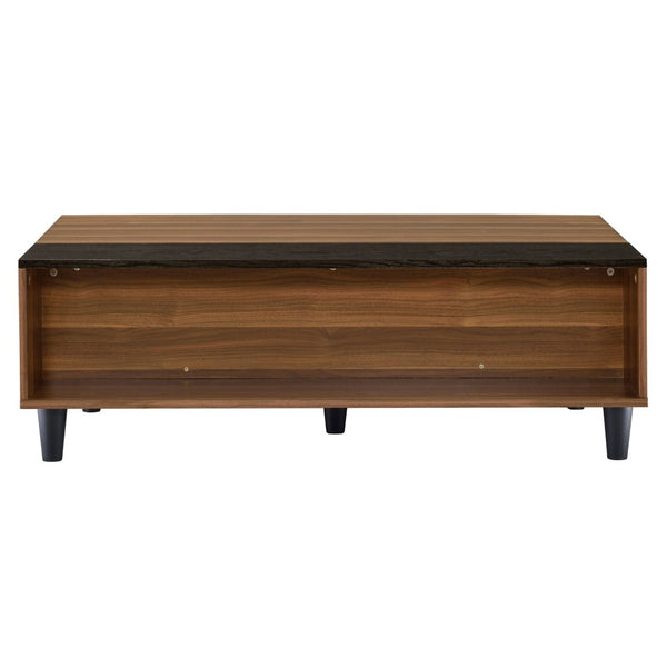 English Elm Walnut Lift-Top Coffee Table: Mid-Century Modern Elegance With Functional Open Storage & Style B062P181387-GIGA