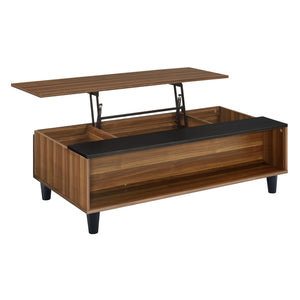 English Elm Walnut Lift-Top Coffee Table: Mid-Century Modern Elegance With Functional Open Storage & Style B062P181387-GIGA