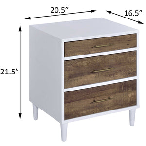 English Elm White Minimalist 3-Drawer Accent Table with Smooth 3/4 Extension Drawers for Bedroom or Living Room Storage Brown+White B062P181406