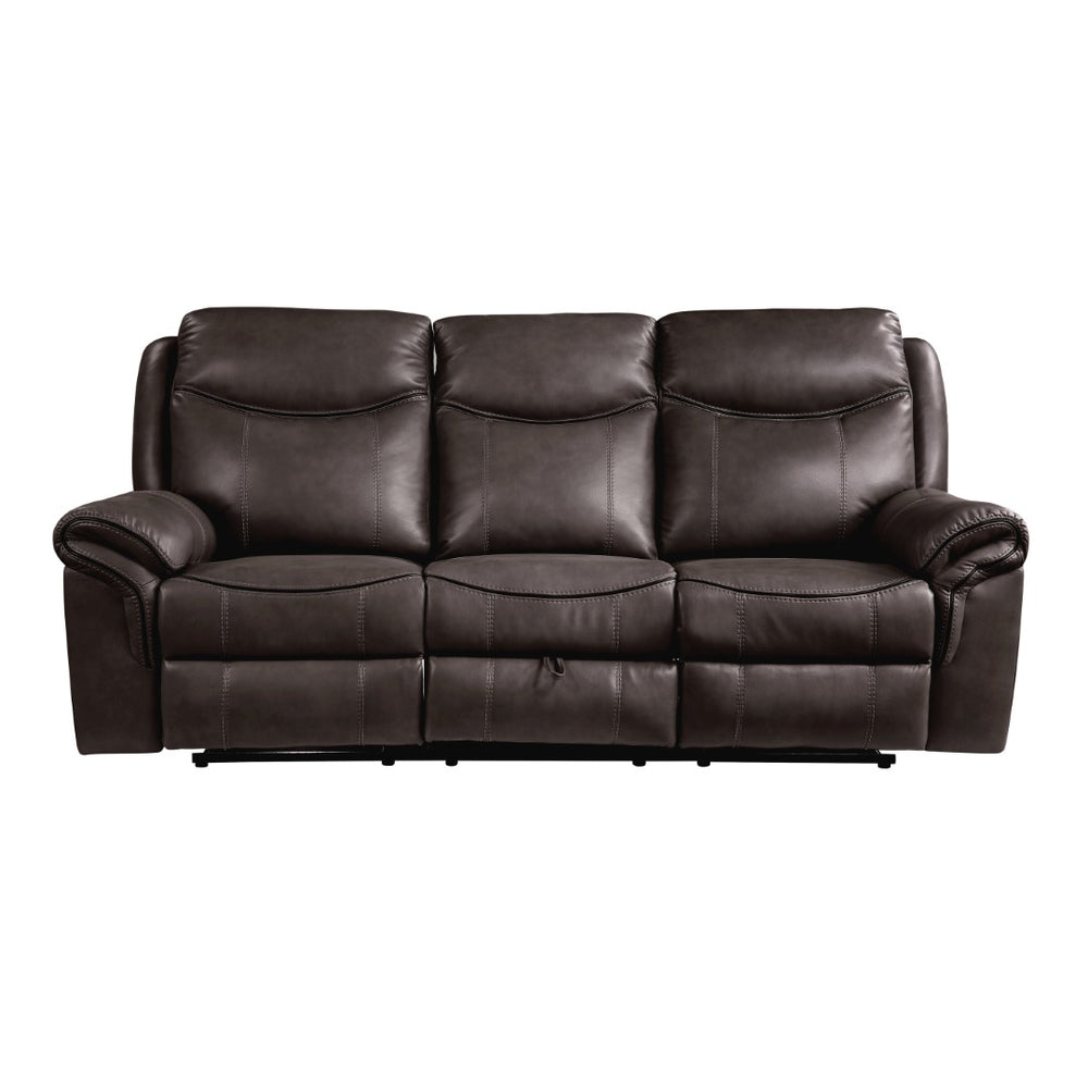 English Elm Dark Brown Faux Leather Reclining Sofa with Usb Ports Cup Holders Living Room B011P183624