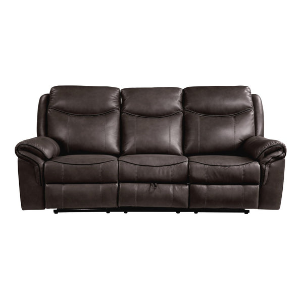 English Elm Dark Brown Faux Leather Reclining Sofa with Usb Ports Cup Holders Living Room B011P183624