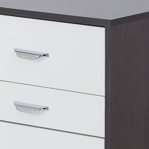 English Elm White Minimalist 3-Drawer Accent Table with Smooth 3/4 Extension Drawers for Bedroom or Living Room Storage White+Black B062P181404