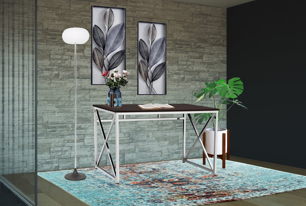 English Elm Madison 47 Inch Writing Desk with Chrome X Base and Engineered Wood Top for Home Office B091P183627