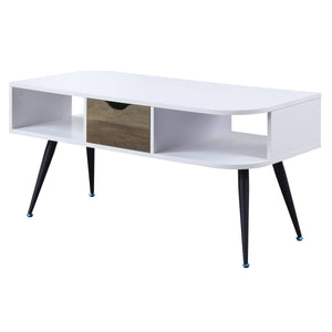 English Elm White Elegant Square End Table with Sleek Metal Legs, Spacious Top for Décor and Modern Minimalist Style White+Black B062P181418