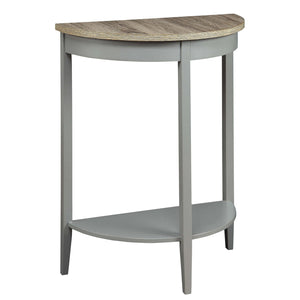 English Elm Grey Half Moon Console Table in Grey Oak Finish with Bottom Shelf, Rustic Entryway Accent Table B062P181397