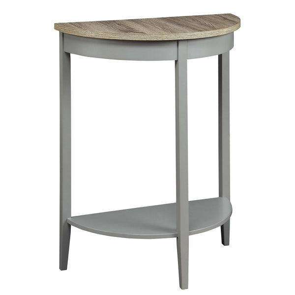 English Elm Grey Half Moon Console Table in Grey Oak Finish with Bottom Shelf, Rustic Entryway Accent Table B062P181397
