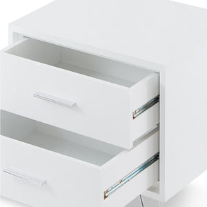 English Elm White Chic 2-Drawer Accent Table with Hairpin Legs, Modern White Nightstand for Storage & Style B062P181399