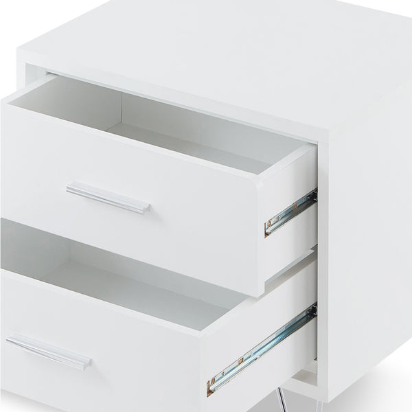 English Elm White Chic 2-Drawer Accent Table with Hairpin Legs, Modern White Nightstand for Storage & Style B062P181399