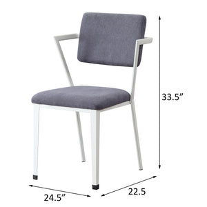English Elm Grey Open Back Upholstered Office Chair with Breathable Design, Plush Padded Seat and Sleek White Iron Frame for Comfortable Stylish Workspace Productivity B062P182688