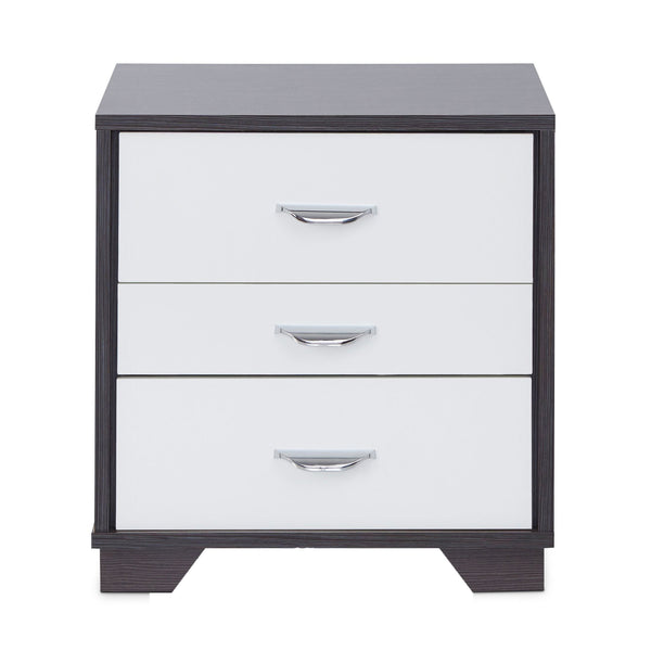 English Elm White Minimalist 3-Drawer Accent Table with Smooth 3/4 Extension Drawers for Bedroom or Living Room Storage White+Black B062P181404