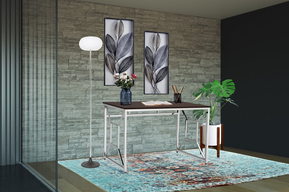 English Elm Martha Wide Home Office Desk with Chrome Legs and Anti-scratch Engineered Wood Top B091P183630
