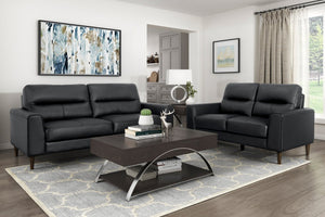 English Elm Modern Mid-century Loveseat Top Grain Leather Solid Wood Legs Living Room Seat B011P183637