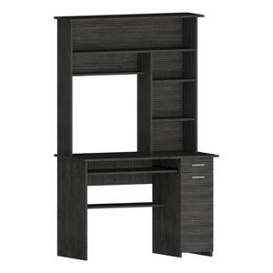 English Elm Compu 180 Hutch Desk With Shelves, Drawer & Retractable Keyboard Tray In Smokey Oak Finish B200S00008