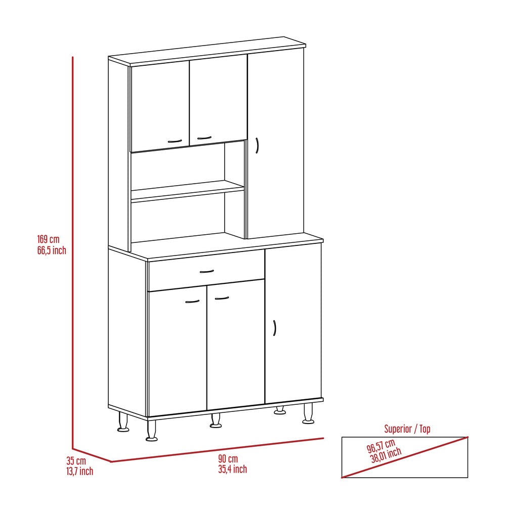 English Elm Della Tall Kitchen Pantry with Drawer and Six Doors, Ten Shelves for Pots, Dishes & Utensils Black 31.5 L x 17.5 W x 5.5 H B200S00009