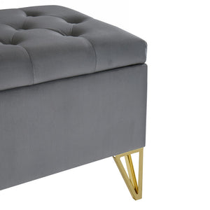 English Elm Fashion Velvet Storage Bench with Gold Steel Legs for Bedroom Entryway Living Room W2082P176563