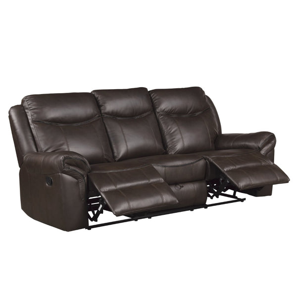 English Elm Dark Brown Faux Leather Reclining Sofa with Usb Ports Cup Holders Living Room B011P183624