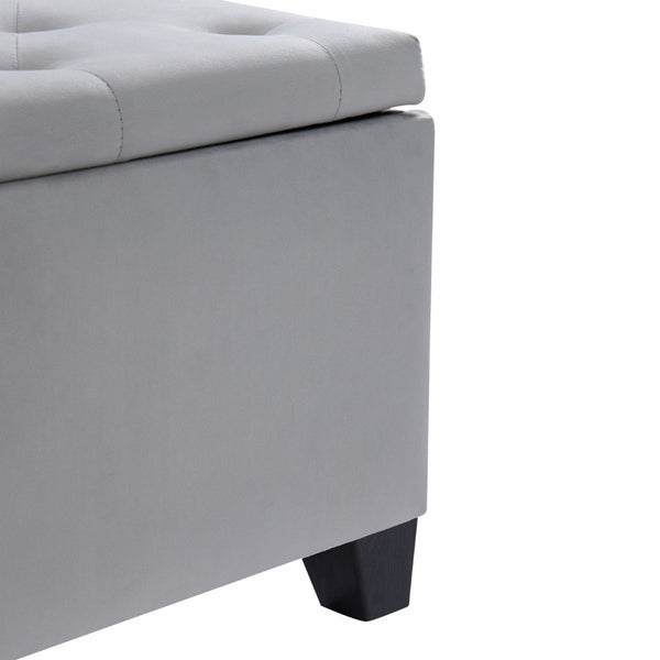 English Elm 1228 Grey Fabric Storage Ottoman with Hinged Lid Foam Seat for Living Room W2082P176550