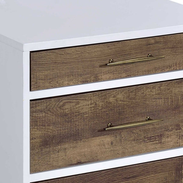 English Elm White Minimalist 3-Drawer Accent Table with Smooth 3/4 Extension Drawers for Bedroom or Living Room Storage Brown+White B062P181406