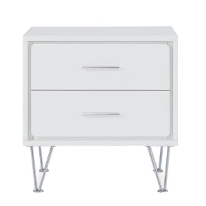 English Elm White Chic 2-Drawer Accent Table with Hairpin Legs, Modern White Nightstand for Storage & Style B062P181399