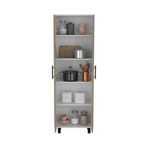 English Elm Napoles Wall Cabinet offering sleek particle board construction, modern storage solution for kitchens and bathrooms Multicolor 78.74 L x 17.32 W x 5.12 H B070102699