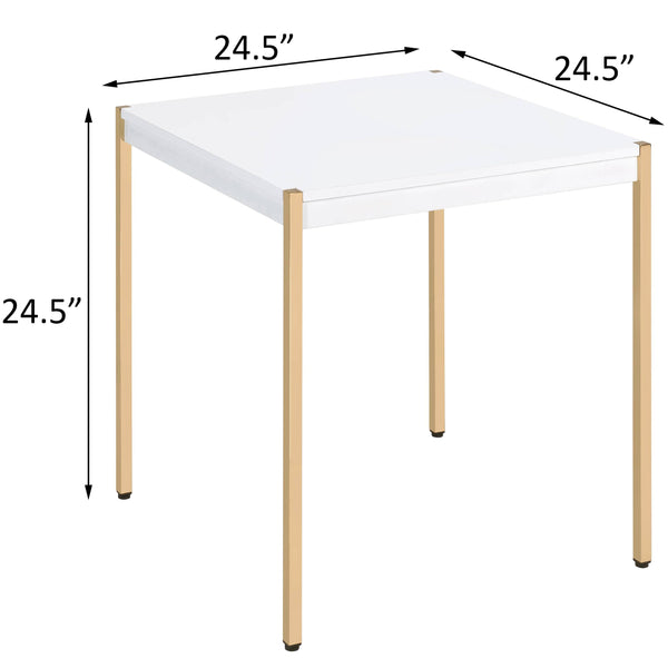 English Elm White Elegant Square End Table with Sleek Metal Legs, Spacious Top for Décor and Modern Minimalist Style White+Gold B062P181417
