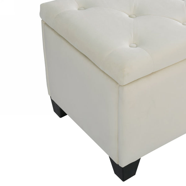 English Elm Fashion Beige Velvet Upholstered Storage Bench with Lift Top for Bedroom or Entryway W2082P176546