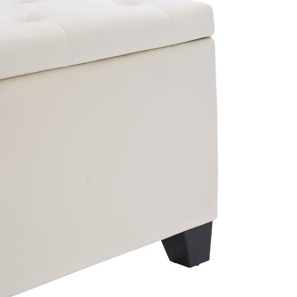 English Elm Fashion Beige Velvet Upholstered Storage Bench with Lift Top for Bedroom or Entryway W2082P176546