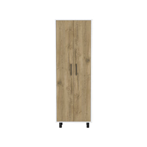 English Elm Napoles Wall Cabinet with One Door and Two Shelves, Space-Saving Particle Board Storage with Metal Handles Multicolor 78.74 L x 17.32 W x 5.12 H B200102699